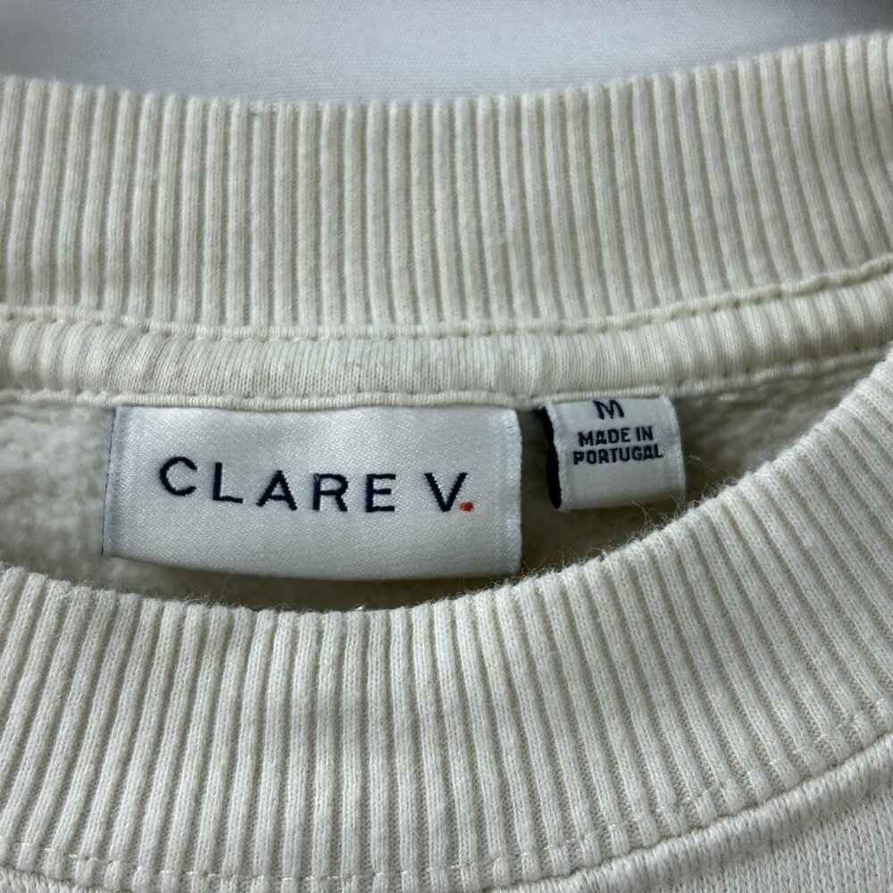 Clare V. Sweatshirt Pullover Women's M Cream Le Weekend Embroidered Crewneck - Picture 3 of 13